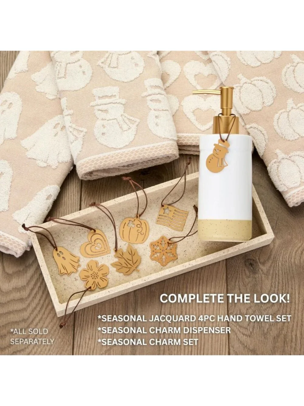 Chic Soap & Lotion Dispenser Set with 4 Stainless Steel Charms - Refillable for
